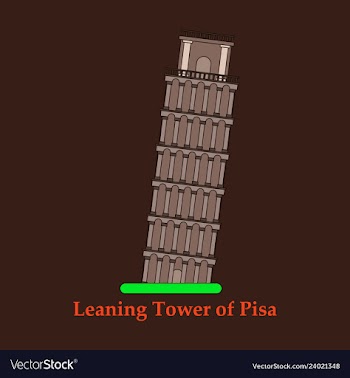 Leaning tower of pisa graphical hand-painted vector image