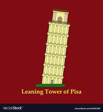 Leaning tower of pisa graphical hand-painted vector image