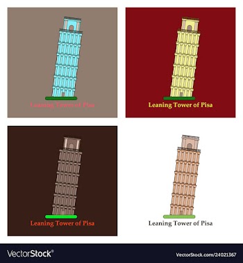 Leaning tower of pisa graphical hand-painted vector image