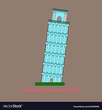 Leaning tower of pisa graphical hand-painted vector image