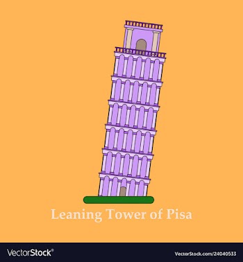 Leaning tower of pisa graphical hand-painted vector image