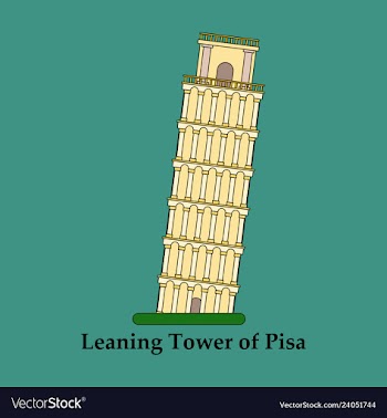 Leaning tower of pisa graphical hand-painted vector image