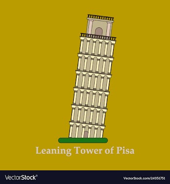 Leaning tower of pisa graphical hand-painted vector image