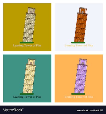 Leaning tower of pisa graphical hand-painted vector image