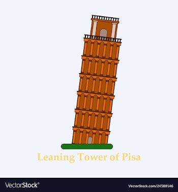 Leaning tower of pisa graphical hand-painted vector image
