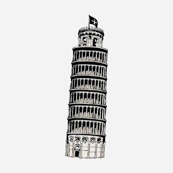 Leaning tower of Pisa illustration. | Free Photo Illustration - rawpixel
