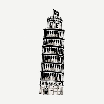 Leaning tower of Pisa illustration | Free PSD Illustration - rawpixel