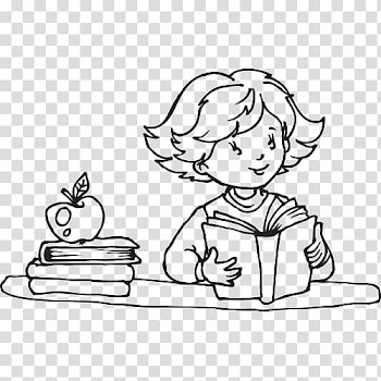 Learning Textbook School, Learning materials,desk,Learn,textbook,school bag,pen,Line drawing effect transparent background PNG clipart