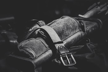 Leather Garrison Belt Grayscale Photo