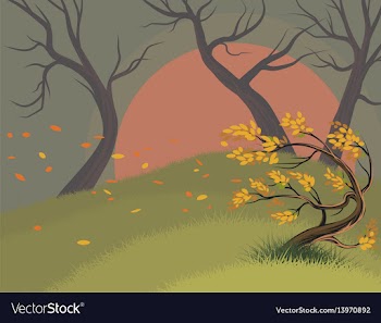 Leaves falling scene vector image