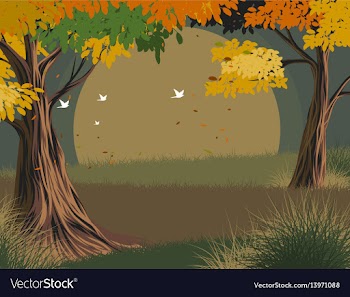 Leaves falling scene vector image