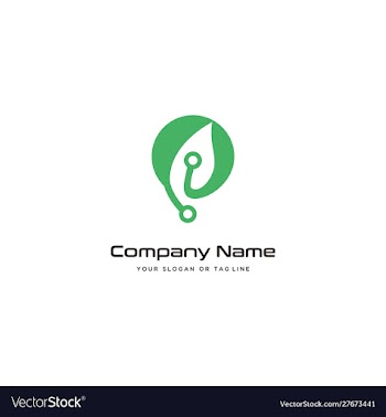 Leaves modern logo design technology template vector image