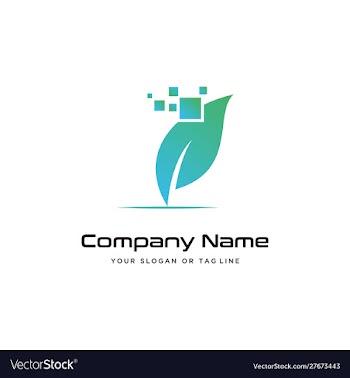 Leaves modern logo design technology template vector image