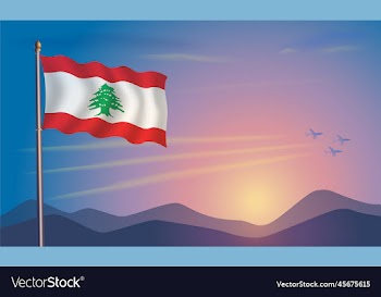 lebanon flag in the morning sun