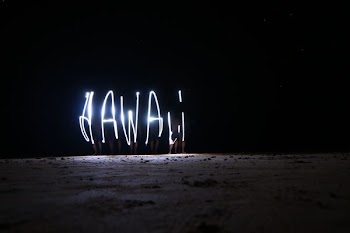 LED light forming Hawaii word