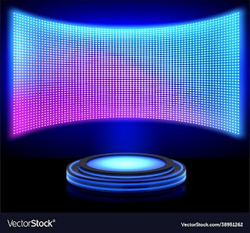 led video wall screen with glowing lights