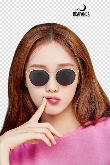 Lee Sung Kyung, woman wearing pink top and gold framed sunglasses transparent background PNG clipart