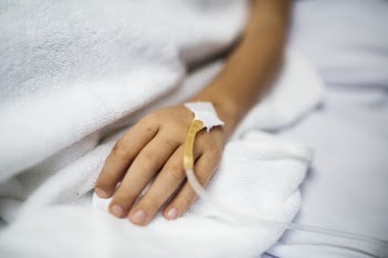Left Human Injected With Hose on White Textile