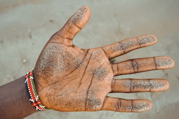 Left Human Palm With Sand
