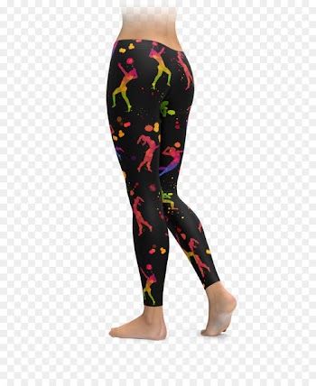 Leggings Low-rise Denim Spandex Sweater - Volleyball with Flames Paint 