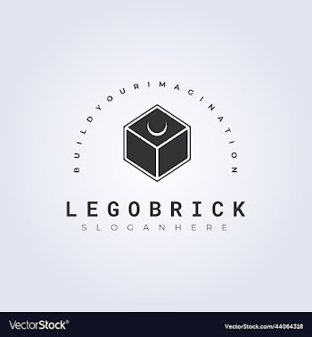 lego brick vintage style logo design