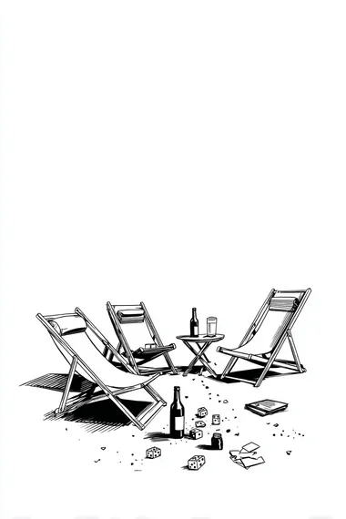 Leisurely Camping Setup with Chairs, Games, and Drinks Leisurely Camping Setup with Chairs, Games, and Drinks
