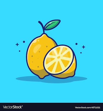 lemon and slices of lemon cartoon
