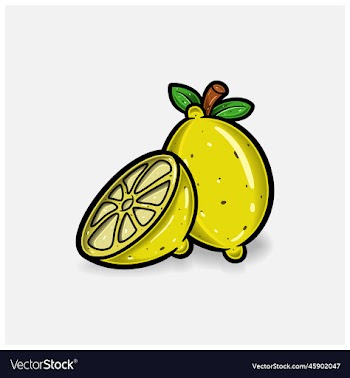 lemon fruit cartoon with simple gradient and