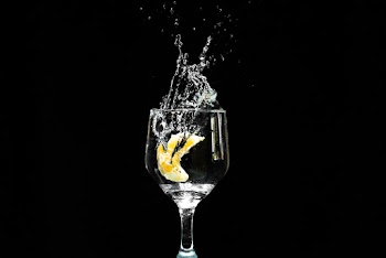 Lemon in the Water Filled Wine Glass