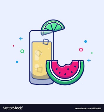 lemon juice with watermelon cartoon
