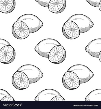 lemon seamless pattern black and white
