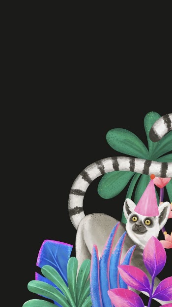 Lemur animal mobile wallpaper, black | Free Photo Illustration - rawpixel