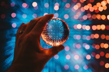 Lensball Blue And Orange Lights
