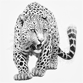 Leopard portrait drawing, black and white generated by A.I