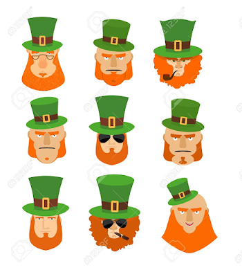 Leprechaun Set Head. Funny And Serious Facial Leprechauns. Big ...