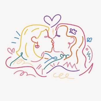 Lesbian couple kissing clipart, gay | Free Vector Illustration - rawpixel