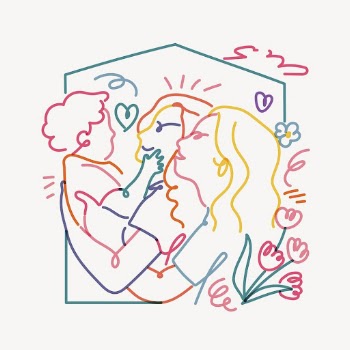 Lesbian family clipart, LGBTQ line | Free Photo Illustration - rawpixel