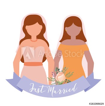 Lesbian wedding couple vector design