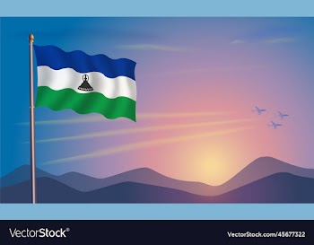 lesotho flag in the morning sun