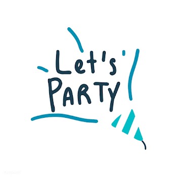 Let's party typography vector in blue | Free stock vector - 472452