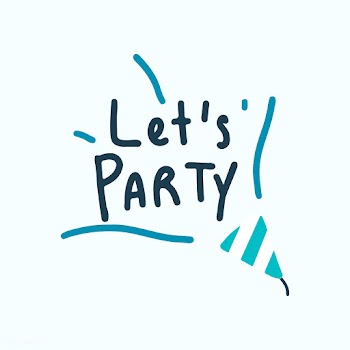 Let's party typography vector in blue | Free stock vector - 472574