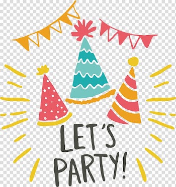 Let's party , Wedding invitation Birthday cake Greeting card Wish, Hand painted colored birthday hat transparent background PNG clipart