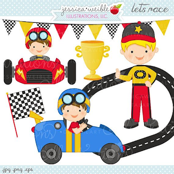 Lets Race Cute Digital Clipart - Commercial Use OK - Race Car ...