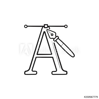Letter A and pen tool hand drawn outline doodle icon
