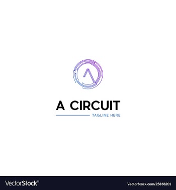 Letter a circuit dots logo design vector image