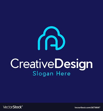 Letter a cloud outline media logo vector image