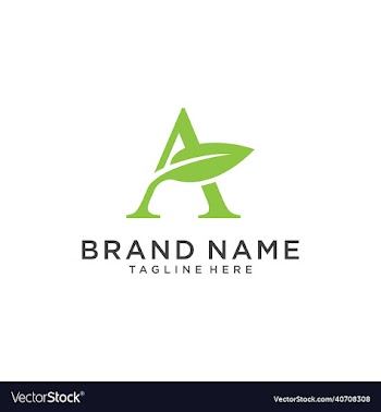 letter a logo design with leaves
