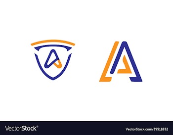 letter a logo designs with a and shield icon