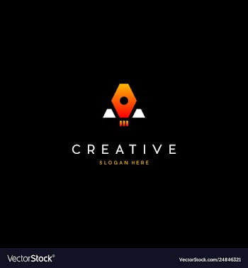 Letter a rocket creative business logo design vector image