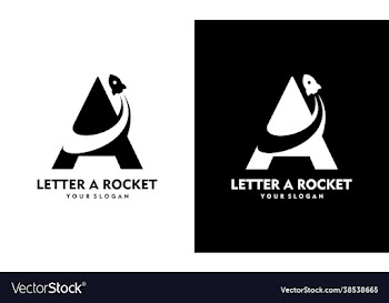 letter a template logo with rocket launch symbol